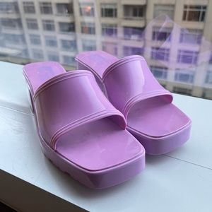 Bershka jelly heeled sandal in lilac